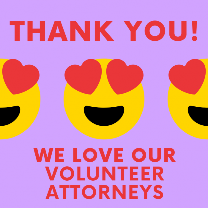 We love our volunteer attorneys.